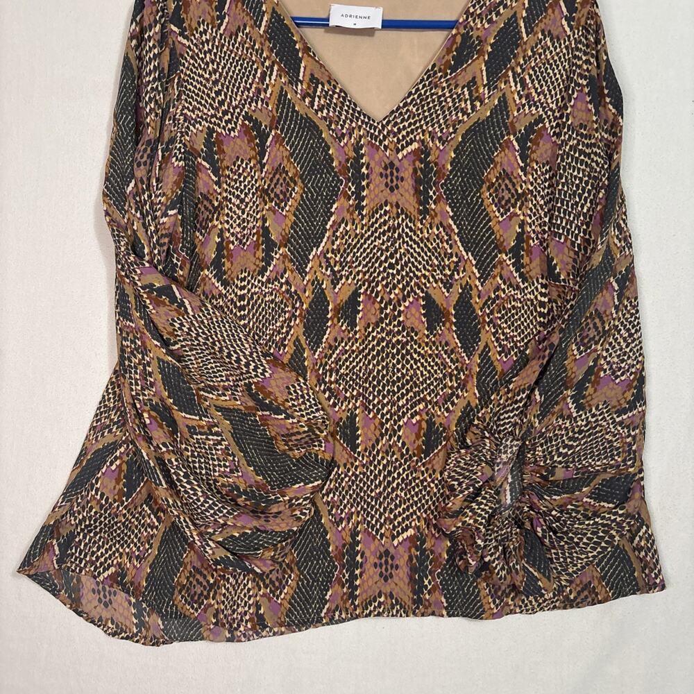 Adrienne Oversized Medium Snake Print Tunic Top w/Liner Long Fluffy Sleeved